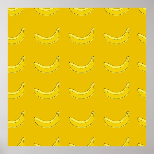 Poster bananas, padrão sem costura com bananas, fundo de  (Frente)