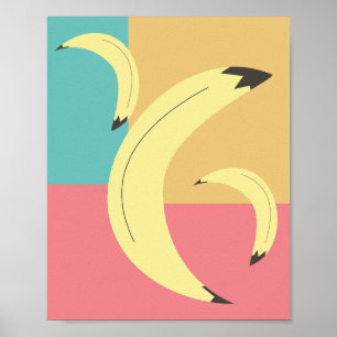 Poster Bananas Retrô Formas Coloridas