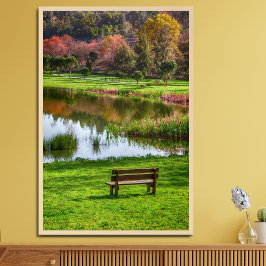 Poster Banco de jardim com vista para lago/lagoa