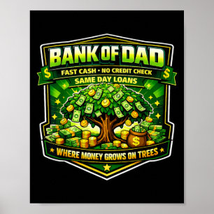 Poster Banco Engraçado do Papai Crédito Rápido Pai Verifi