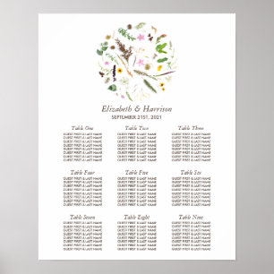 Poster Banco Simples De Casamento De Flores Botânicas