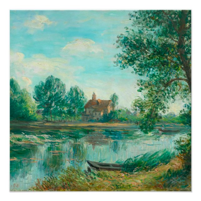 Pôster Bancos da Loing in Santo-Mammès Alfred Sisley (Frente)