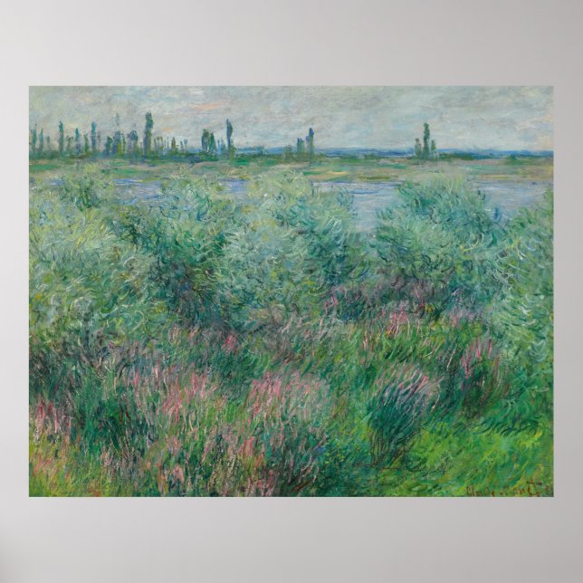 Poster Bancos do Sena perto de Vétheuil, Monet 1881 (Frente)