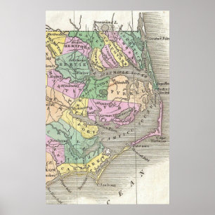 Poster Bancos exteriores e mapa oriental de North