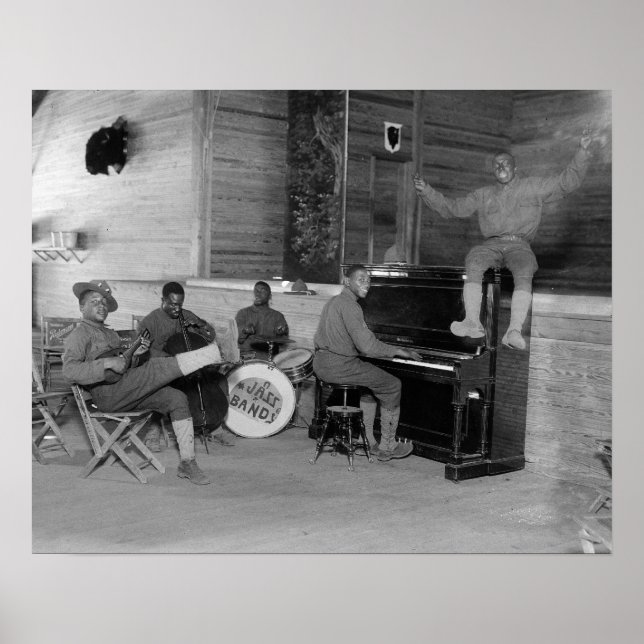 Pôster Banda de Jazz, 1918. Foto Antiga (Frente)