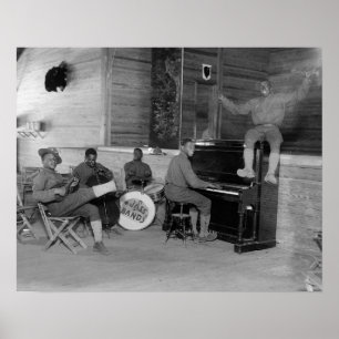 Pôster Banda de jazz, 1918. Foto do vintage