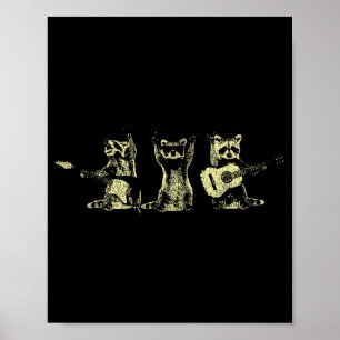 Poster Banda de Música de Guaxinim Engraçado Guitarra Acú