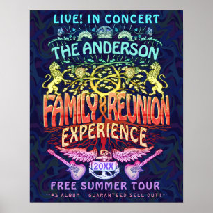 Poster Banda de Reunião da Família Retro 70s Concert We