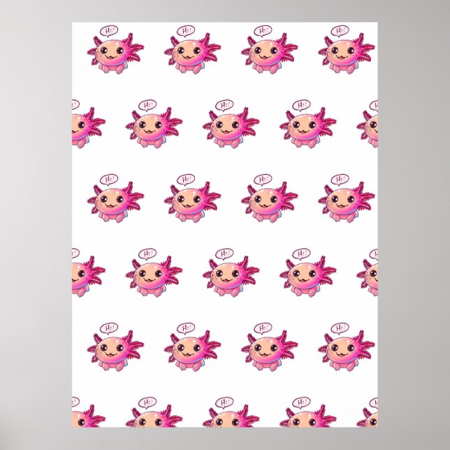 Poster Banda desenhada Axolotl em estilo cartoon (Frente)