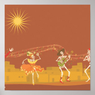 Poster Banda do esqueleto no dia dos mortos