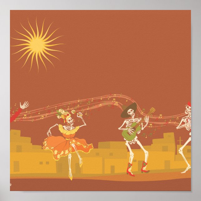 Poster Banda do esqueleto no dia dos mortos (Frente)