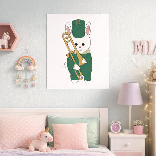 Poster Banda Marcial de Trombone Coelho Verde e Dourado
