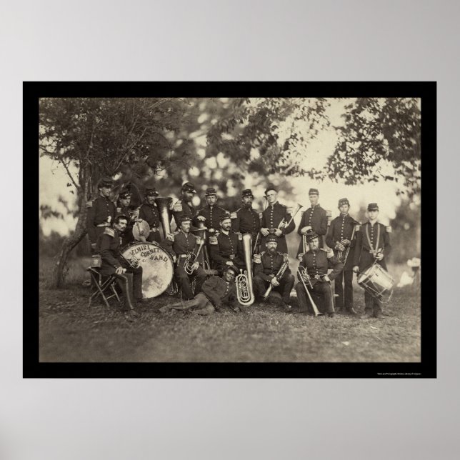 Pôster Banda Militar de Nova Iorque, Arlington, VA 1861 (Frente)