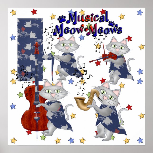 Pôster Banda Musical de Gatos Fofos (Frente)