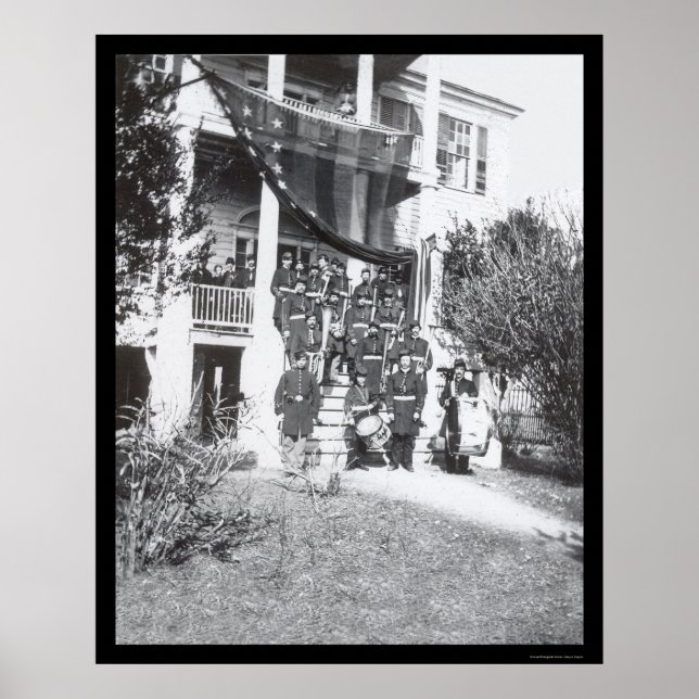 Pôster Banda musical na sede do General Sherman em 1864 (Frente)