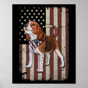 Poster Bandana da Bandeira Americana Beagle Patriótica 4 