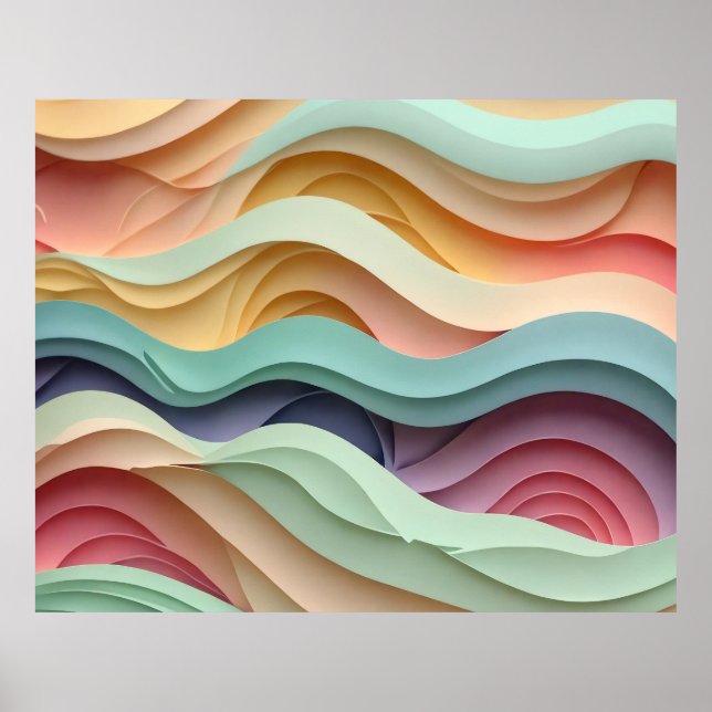 Poster Bandas de onda coloridas (Frente)