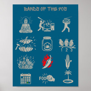 Poster Bandas Populares Vintage Fofas dos Anos 90 Engraça