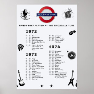 Poster Bandas - Tubo Piccadilly 1972 1973 1974
