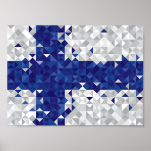 Pôster Bandeira abstrata de Finlandia, cores finlandesas