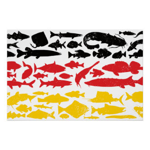 Pôster Bandeira Alemã Feita de Peixe - Design de Pesca pa