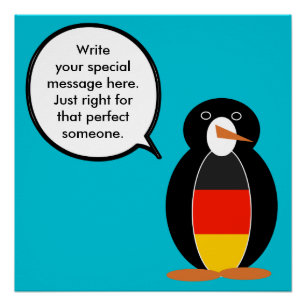Pôster Bandeira alemã Ms. Penguin Personalizada Falando