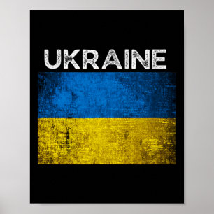 Poster Bandeira Amarela Azul Ucraniana Com Palavra Ucrâni