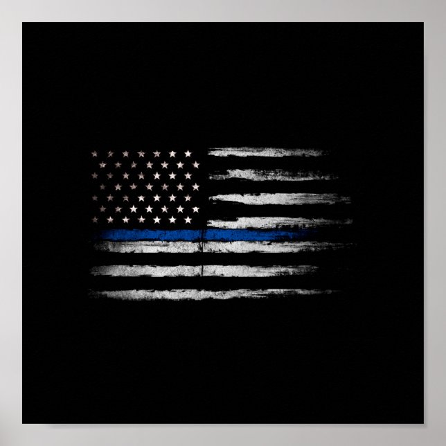 Poster Bandeira American Thin Blue Line (Frente)