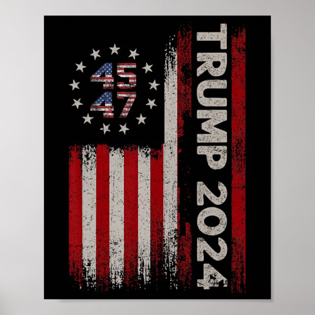 Poster Bandeira Americana 47 Trump 2024 (Frente)