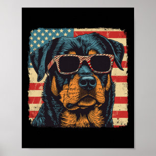 Poster Bandeira Americana 4 De Julho De Rottweiler