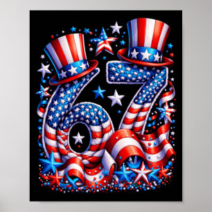 Poster Bandeira Americana 67 Meme Festivo EUA Humor Infan