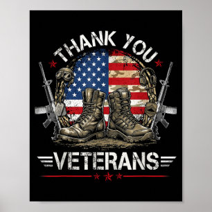 Poster Bandeira americana agradeça aos veteranos orgulhos