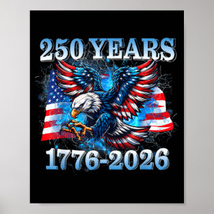 Poster Bandeira americana águia 250 anos 1776-2026 EUA ra