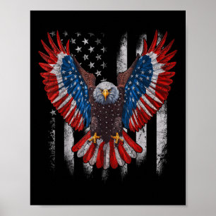 Poster Bandeira Americana Águia Careca 4 De Julho Patriót