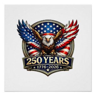 Pôster Bandeira Americana Águia Vintage 250 Anos 177 4 de