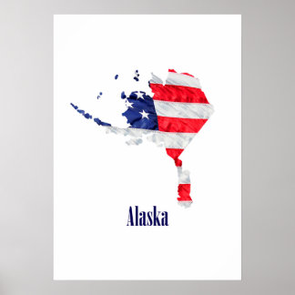 Pôster Bandeira Americana Alasca Estados Unidos