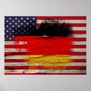 Pôster Bandeira americana alemão da pintura do Crackle