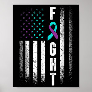 Poster Bandeira Americana Angustiada Luta Prevenção Suicí