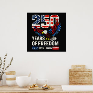 Poster bandeira americana aniversário de 250 anos