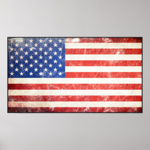 Pôster Bandeira americana áspera