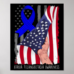 Poster Bandeira Americana Azul de Conscientização da Atax