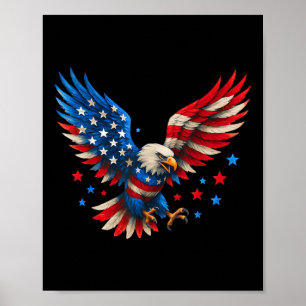 Poster Bandeira Americana Bald Eagle Men Patriótica Eagle