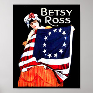 Poster Bandeira Americana Betsy Ross 1776 Arte Presente 4