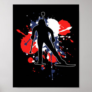 Poster Bandeira Americana Biathlonista - American Biathlo