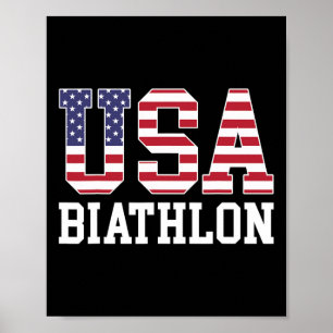 Poster Bandeira Americana Biathlonista - American Usa Bia