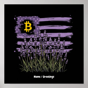 Poster Bandeira Americana Bitcoin BTC Revolução Engraçado