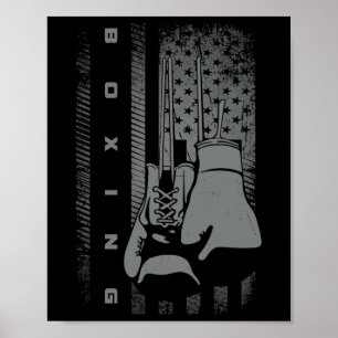 Poster Bandeira Americana Boxe Para Mulheres Crianças Hom