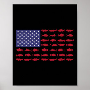 Poster Bandeira Americana Byss Pesca Menino Jovem Mulhere