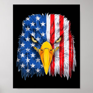 Poster Bandeira Americana Cabeça de Águia Patriótica 4 de