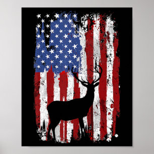 Poster Bandeira Americana Caçadores De Veados Deer Na Ban